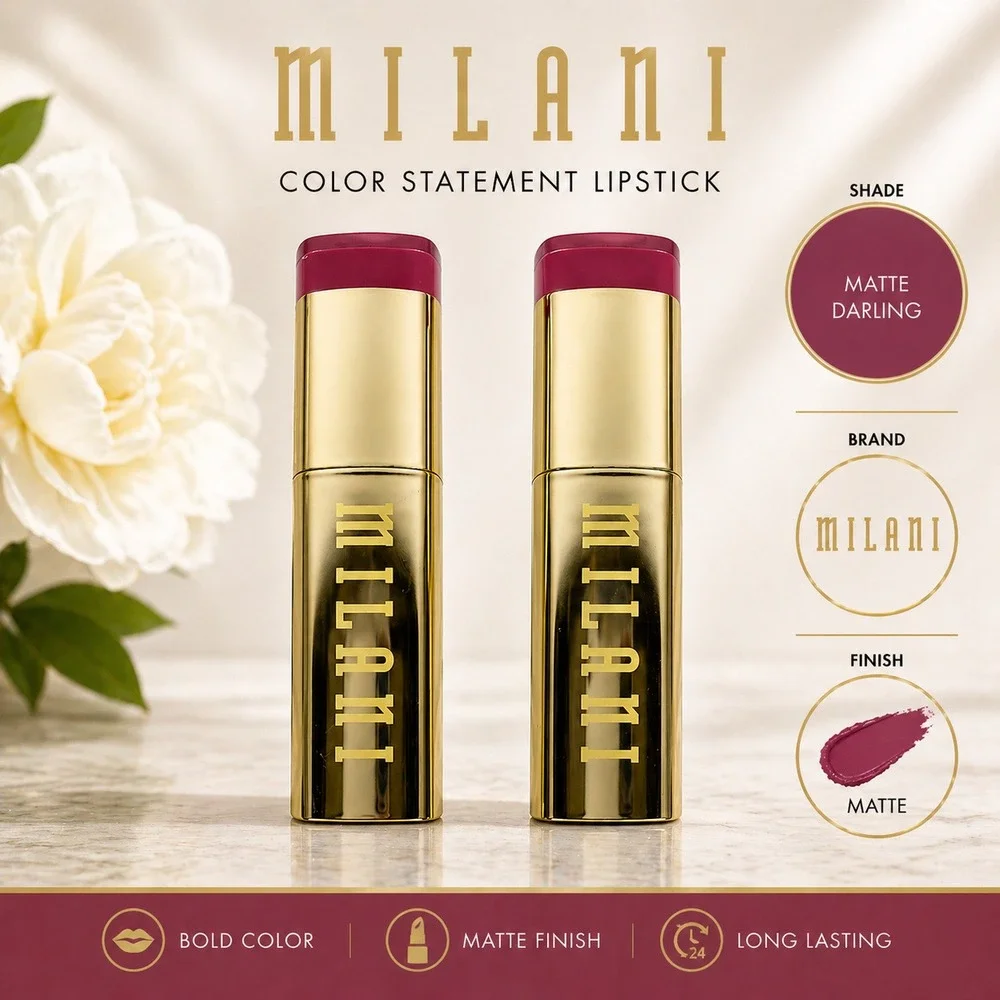 Milani Color Statement Matte Lipstick 74 Matte Darling Pink 2‎ Pack NEW